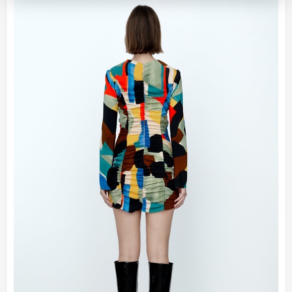 Zara Dresses Nwt Zara Printed Dress With Draping Size M Poshmark